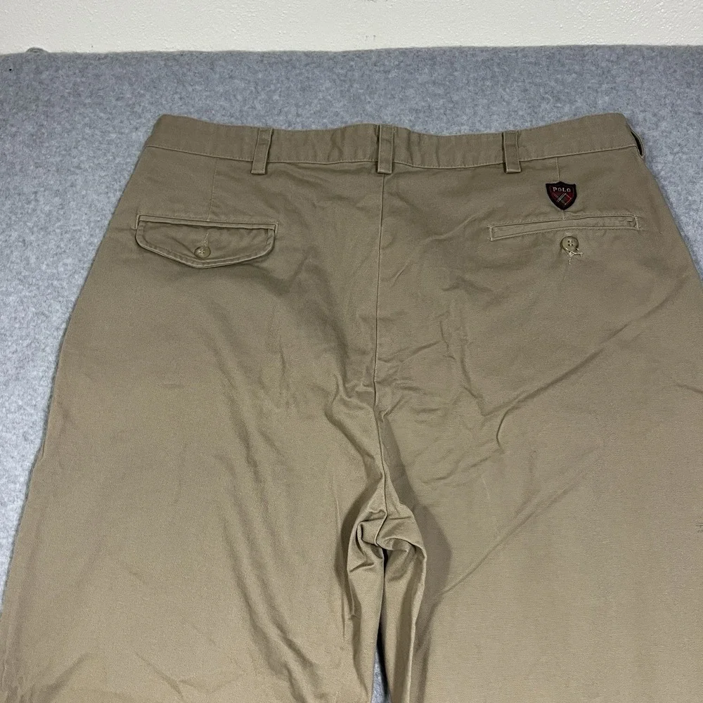 Polo Ralph Lauren Pants Mens 38x32 (Fit 36x31) Beige Chino Golf Pleated Straight